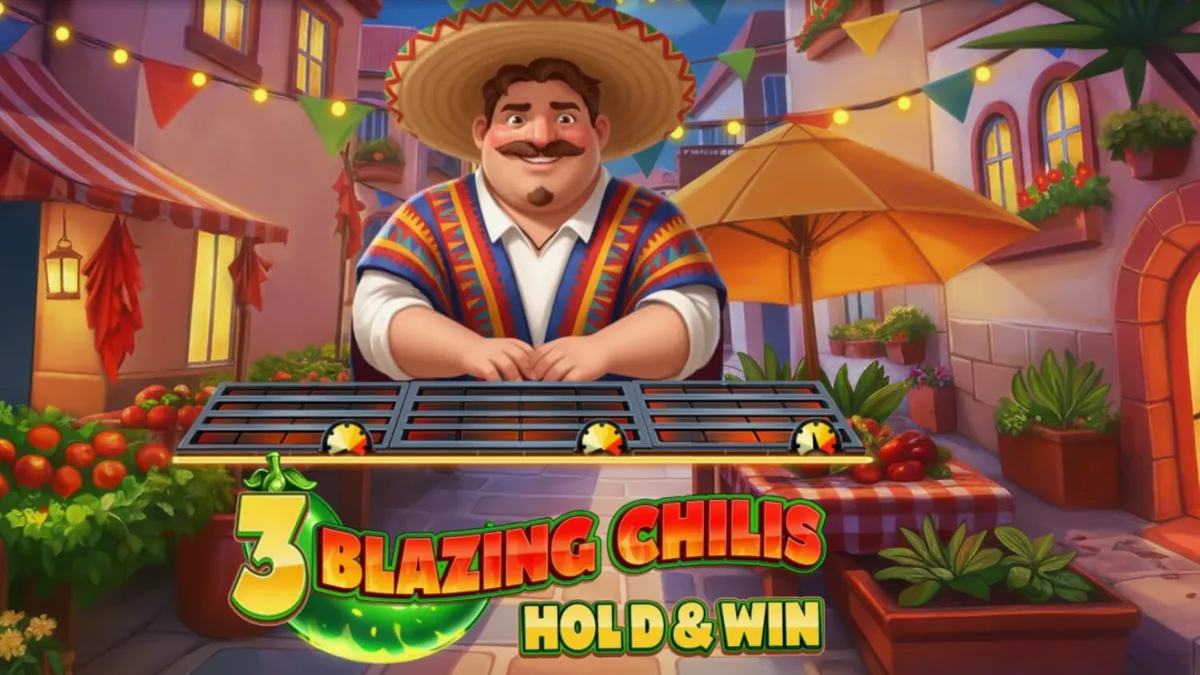 Interface do jogo 3 Blazing Chilis com tema de festa mexicana