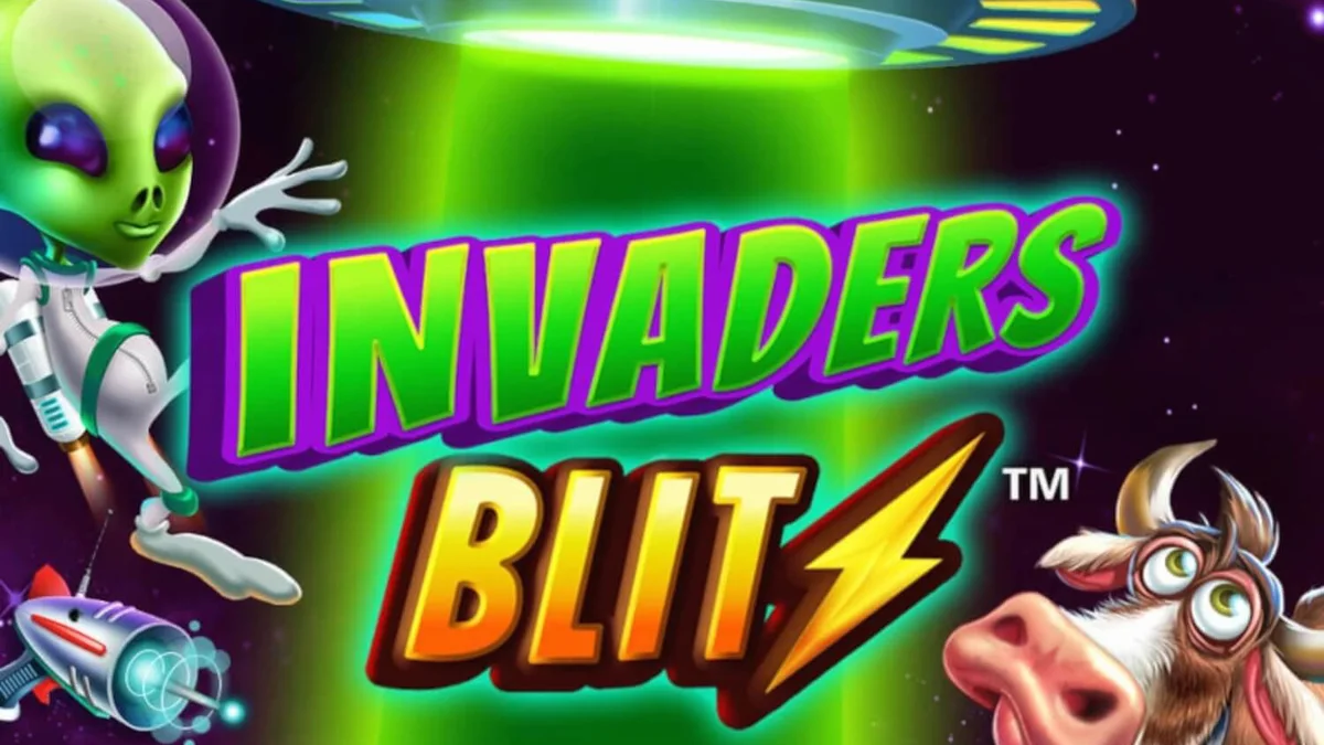 Interface do jogo Invaders Blitz com vacas alienígenas e símbolos de coleta em destaque.